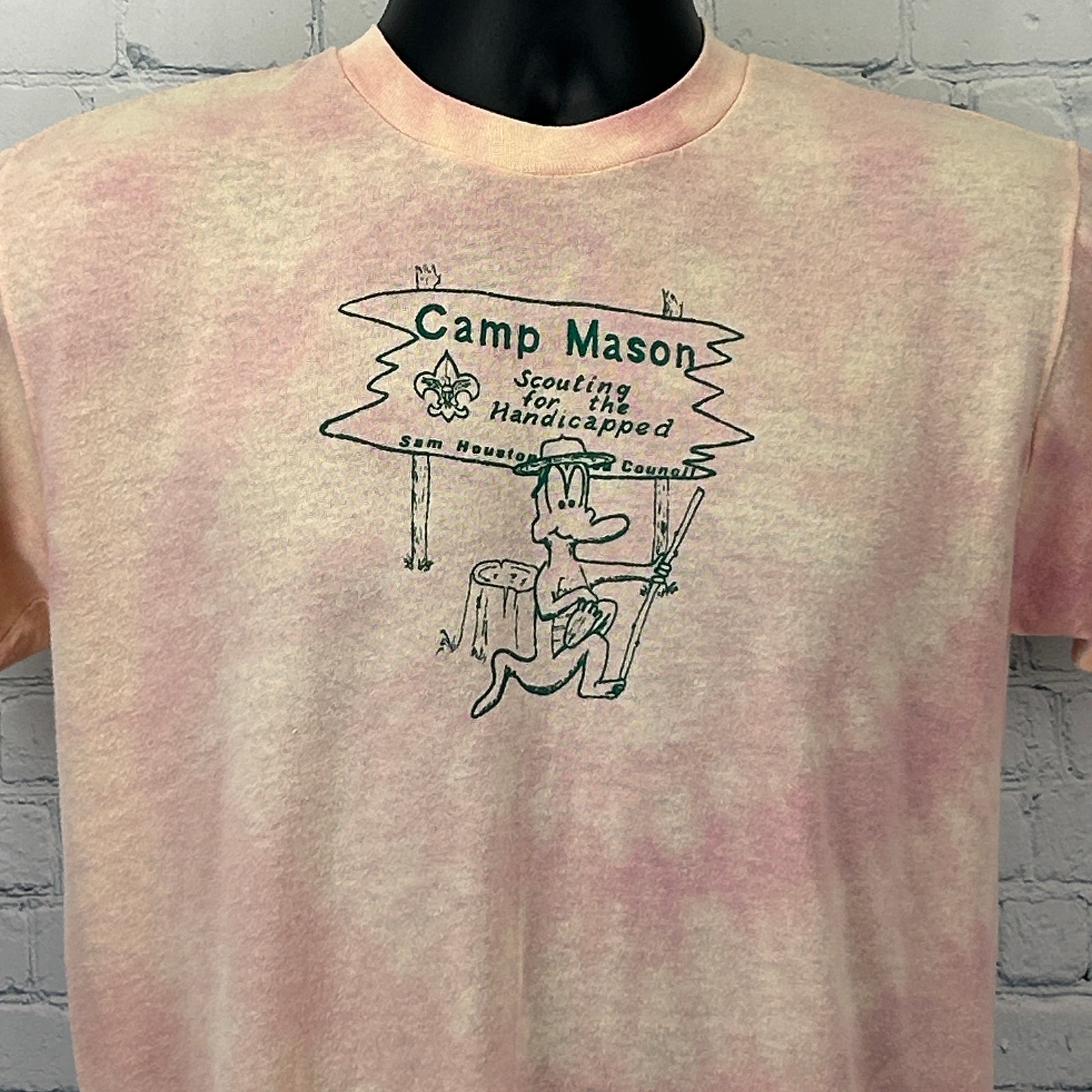Vintage 80s Scouting For The Handicapped T Shirt Bsa Camp Mason Orange M Medium